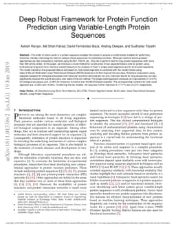 Deep Robust Framework for Protein Function Prediction using
  Variable-Length Protein Sequences