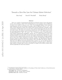 Towards a Zero-One Law for Column Subset Selection