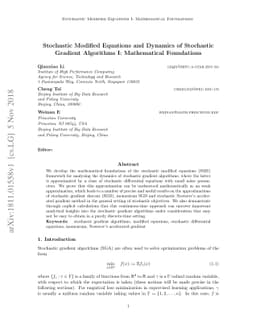 Stochastic Modified Equations and Dynamics of Stochastic Gradient
  Algorithms I: Mathematical Foundations