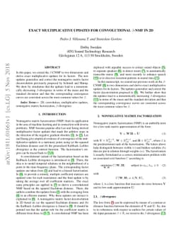 Exact multiplicative updates for convolutional $β$-NMF in 2D