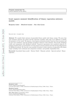 Least squares moment identification of binary regression mixtures models
