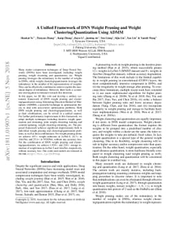 A Unified Framework of DNN Weight Pruning and Weight
  Clustering/Quantization Using ADMM