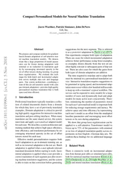 Compact Personalized Models for Neural Machine Translation