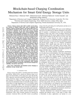 Blockchain-based Charging Coordination Mechanism for Smart Grid Energy
  Storage Units