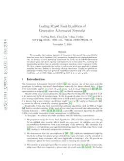 Finding Mixed Nash Equilibria of Generative Adversarial Networks