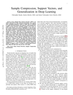 Sample Compression, Support Vectors, and Generalization in Deep Learning