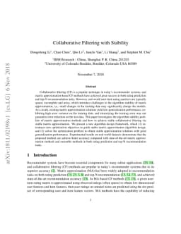 Collaborative Filtering with Stability