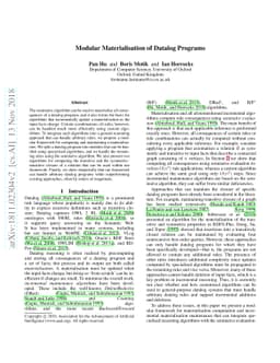 Modular Materialisation of Datalog Programs