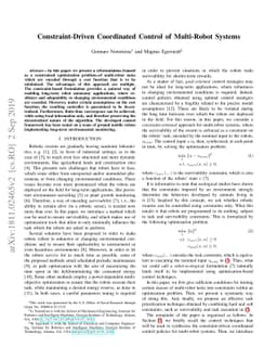 Constraint-Driven Coordinated Control of Multi-Robot Systems
