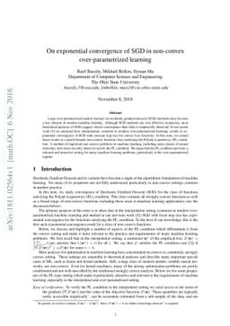 On exponential convergence of SGD in non-convex over-parametrized
  learning