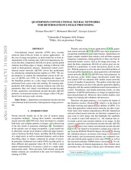 Quaternion Convolutional Neural Networks for Heterogeneous Image
  Processing