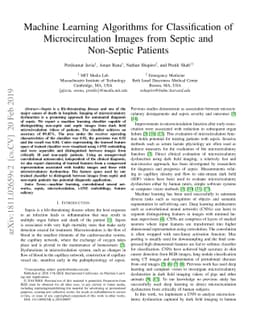 Machine Learning Algorithms for Classification of Microcirculation
  Images from Septic and Non-Septic Patients