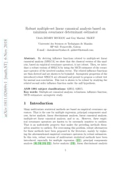 Robust multiple-set linear canonical analysis based on minimum
  covariance determinant estimator
