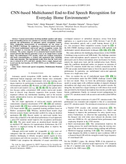 CNN-based MultiChannel End-to-End Speech Recognition for everyday home
  environments