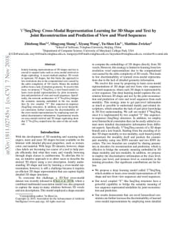 Y^2Seq2Seq: Cross-Modal Representation Learning for 3D Shape and Text by
  Joint Reconstruction and Prediction of View and Word Sequences