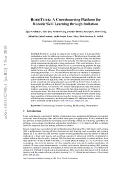 RoboTurk: A Crowdsourcing Platform for Robotic Skill Learning through
  Imitation