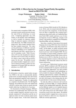 microNER: A Micro-Service for German Named Entity Recognition based on
  BiLSTM-CRF