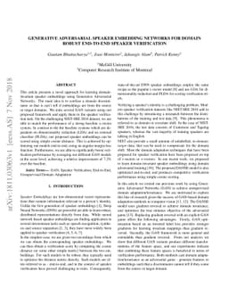 Generative Adversarial Speaker Embedding Networks for Domain Robust
  End-to-End Speaker Verification