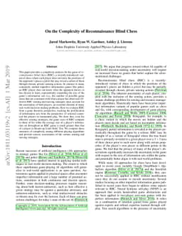 On the Complexity of Reconnaissance Blind Chess