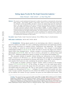 Solving Jigsaw Puzzles By the Graph Connection Laplacian