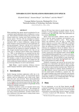 Towards Fluent Translations from Disfluent Speech