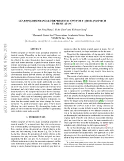 Learning Disentangled Representations for Timber and Pitch in Music
  Audio