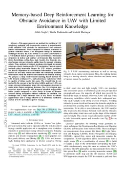 Memory-based Deep Reinforcement Learning for Obstacle Avoidance in UAV
  with Limited Environment Knowledge