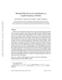 Marshall-Olkin Power-Law Distributions in Length-Frequency of Entities