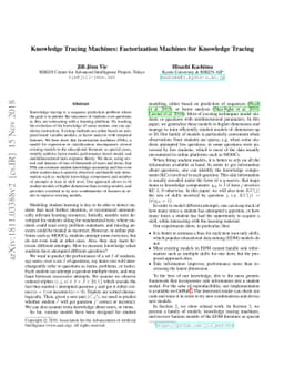 Knowledge Tracing Machines: Factorization Machines for Knowledge Tracing