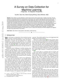 A Survey on Data Collection for Machine Learning: a Big Data -- AI
  Integration Perspective