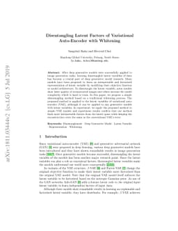 Disentangling Latent Factors of Variational Auto-Encoder with Whitening