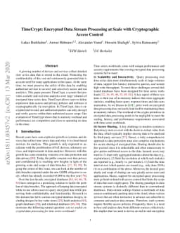 TimeCrypt: Encrypted Data Stream Processing at Scale with Cryptographic
  Access Control