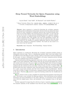 Deep Neural Networks for Query Expansion using Word Embeddings
