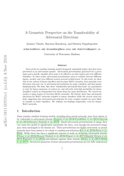 A Geometric Perspective on the Transferability of Adversarial Directions