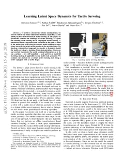 Learning Latent Space Dynamics for Tactile Servoing