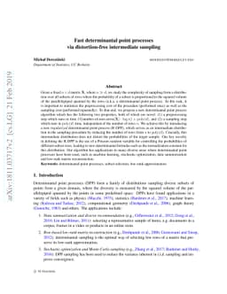Fast determinantal point processes via distortion-free intermediate
  sampling