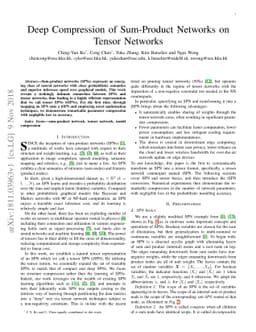 Deep Compression of Sum-Product Networks on Tensor Networks