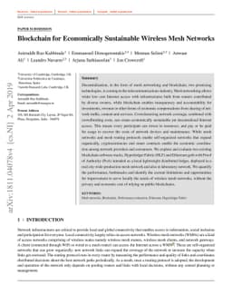 Blockchain for Economically Sustainable Wireless Mesh Networks