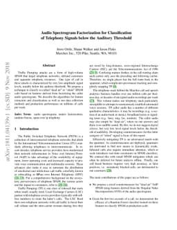 Audio Spectrogram Factorization for Classification of Telephony Signals
  below the Auditory Threshold