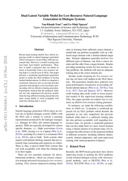 Dual Latent Variable Model for Low-Resource Natural Language Generation
  in Dialogue Systems