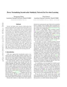 Power Normalizing Second-order Similarity Network for Few-shot Learning