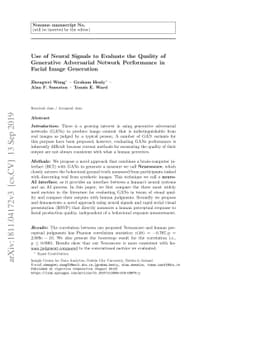 Use of Neural Signals to Evaluate the Quality of Generative Adversarial
  Network Performance in Facial Image Generation
