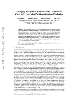 Mapping Navigation Instructions to Continuous Control Actions with
  Position-Visitation Prediction