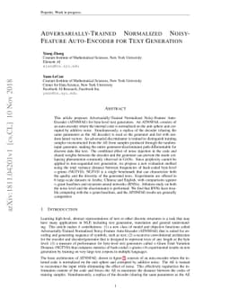 Adversarially-Trained Normalized Noisy-Feature Auto-Encoder for Text
  Generation