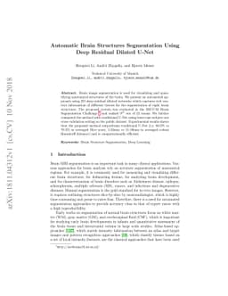 Automatic Brain Structures Segmentation Using Deep Residual Dilated
  U-Net