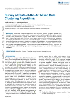 Survey of state-of-the-art mixed data clustering algorithms