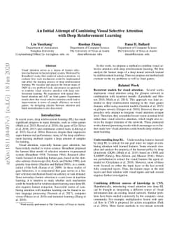 An initial attempt of combining visual selective attention with deep
  reinforcement learning