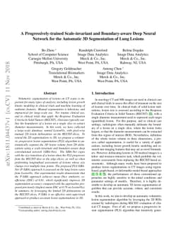 A Progressively-trained Scale-invariant and Boundary-aware Deep Neural
  Network for the Automatic 3D Segmentation of Lung Lesions