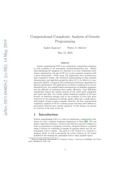 Computational Complexity Analysis of Genetic Programming
