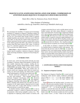 Sequence-Level Knowledge Distillation for Model Compression of
  Attention-based Sequence-to-Sequence Speech Recognition